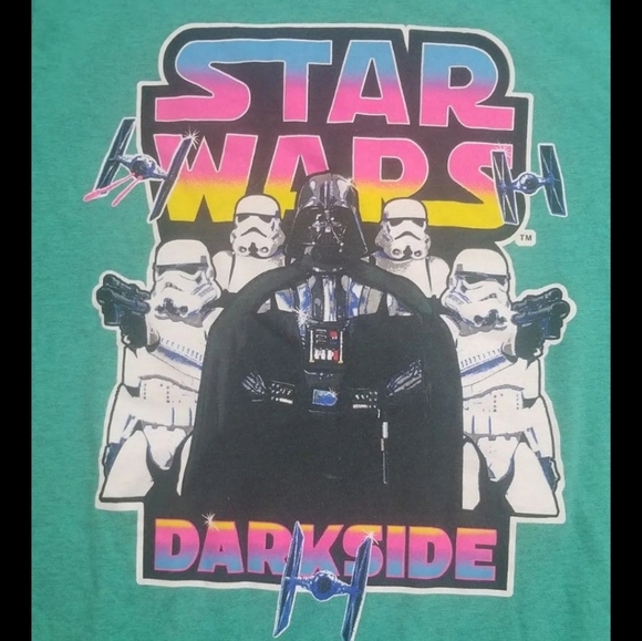 Star Wars Dark Side T-Shirt Neon Blue Mens Small - Picture 2 of 4